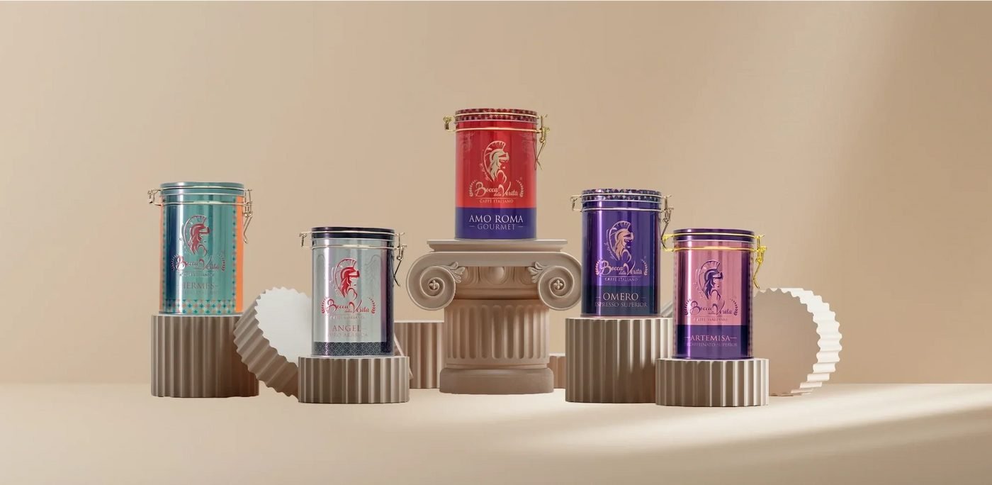 Le lattine Bocca della Verità® su colonne di marmo