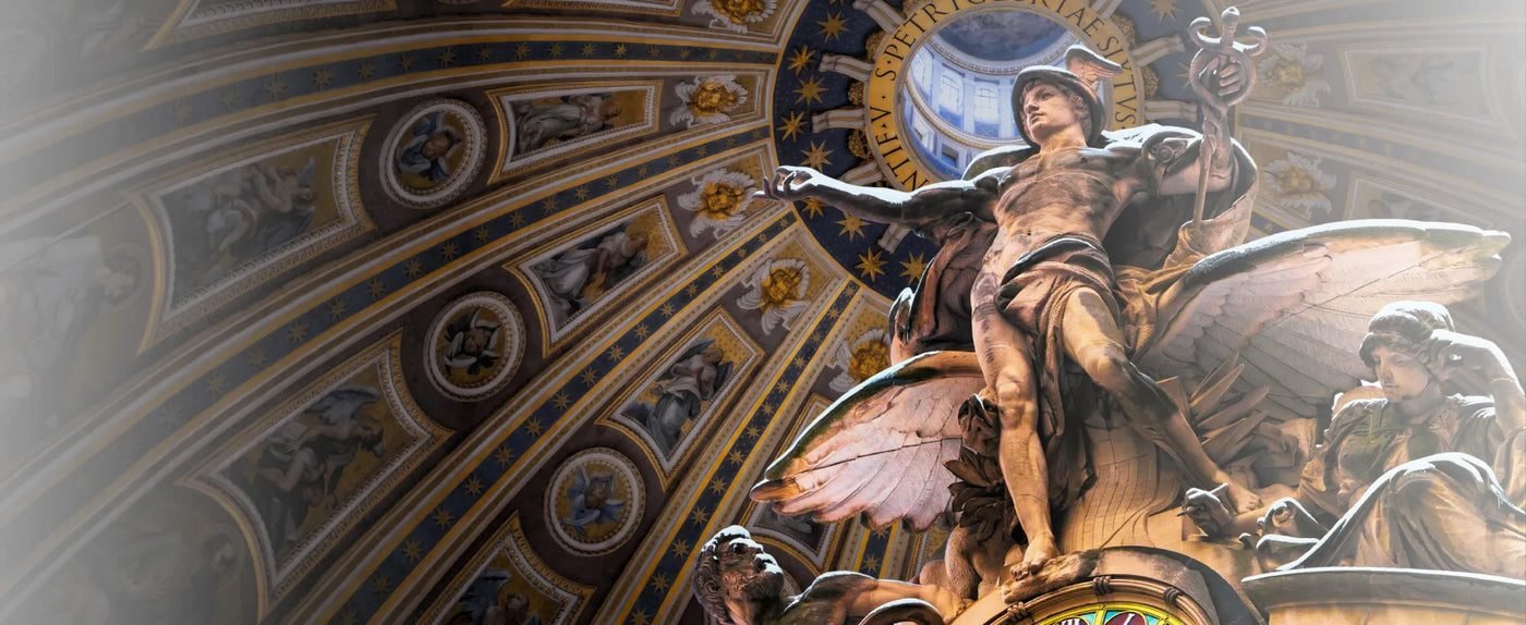 Affresco e statua di Hermes